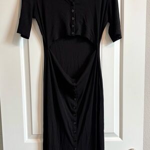 EUC BP Black Button-Down Cutout Dress - L